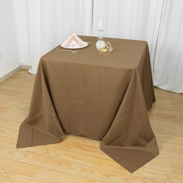 Create a Chic and Elegant Table Setting with the Taupe Seamless Square Polyester Tablecloth