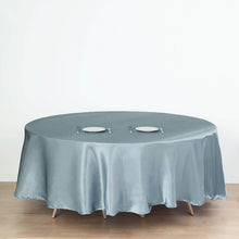 108 Inch Dusty Blue Round Tablecloth in Satin
