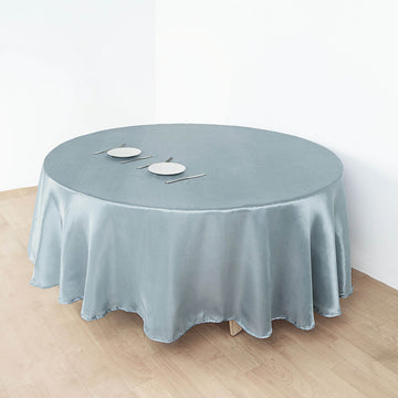 Dress Your Tables in Elegance with the Dusty Blue Seamless Satin Round Tablecloth 108