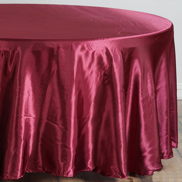 Elegant Burgundy Seamless Satin Round Tablecloth 108