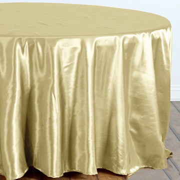 Elegant Champagne Seamless Satin Round Tablecloth 108