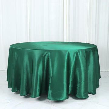 Elevate Your Table Setting with the Hunter Emerald Green Seamless Satin Round Tablecloth