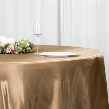 Elegant Taupe Satin Tablecloth for Event Decor