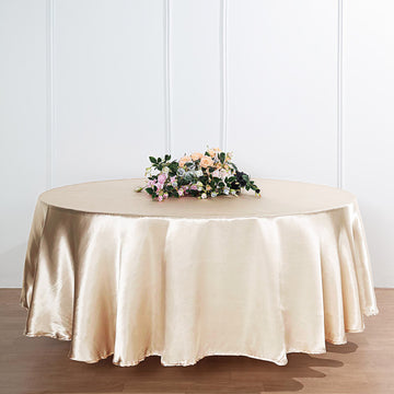 Dress Your Tables in Beige Elegance with Our Seamless Satin Tablecloth