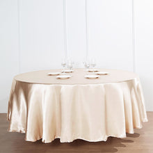 120 Inch Round Satin Tablecloth Beige