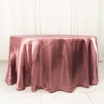 Elevate Your Event with the Cinnamon Rose Seamless Satin Round Tablecloth 120