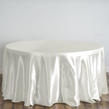 Premium Ivory Seamless Satin Round Tablecloth for a Touch of Luxury