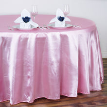 120 Inch Pink Round Satin Tablecloth