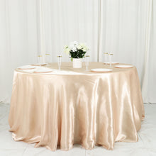 Satin Tablecloth Beige Round 132 Inches Seamless