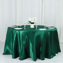 132 Inch Round Satin Tablecloth In Hunter Emerald Green Seamless 