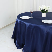 Satin Tablecloth Navy Blue 132 Inch Round Seamless