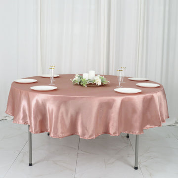Elegant Dusty Rose Seamless Satin Round Tablecloth 90