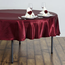 90 Inch Burgundy Round Satin Tablecloth