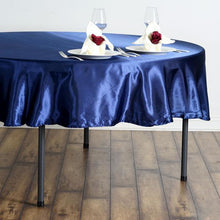 90 Inch Navy Blue Round Satin Tablecloth