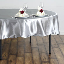 90 Inch Silver Round Satin Tablecloth