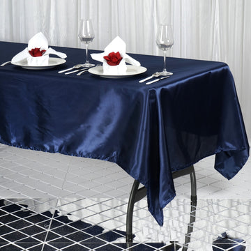 Add Elegance to Your Event with the Navy Blue Satin Tablecloth