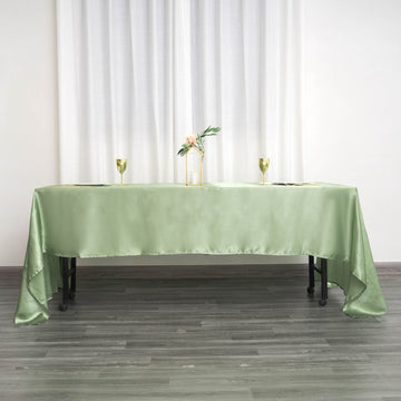Elevate Your Event with the Sage Green Seamless Satin Rectangular Tablecloth