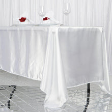 72 Inch x 120 Inch White Rectangular Satin Tablecloth