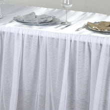 8 Feet Long White Satin Tablecloth With Tulle Tutu Pleated Rectangular Shape