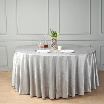 Elegant Silver Velvet Tablecloth for a Luxurious Event Décor