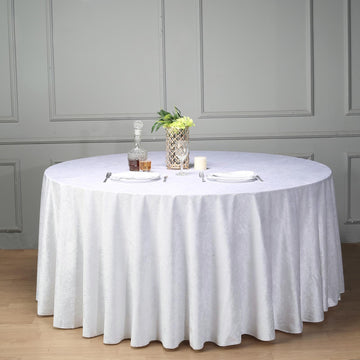 Elevate Your Event Decor with the White Seamless Premium Velvet Round Tablecloth