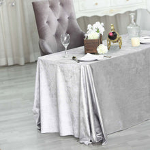 Premium Reusable Velvet Rectangle Tablecloth Silver Seamless Linen 90 Inch x 132 Inch 