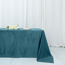 Peacock Teal Velvet Reusable 90 Inch x 132 Inch Rectangle Premium Seamless Linen Tablecloth