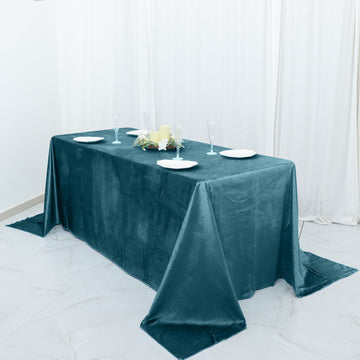 Create a Glamorous Atmosphere with the Peacock Teal Premium Velvet Tablecloth