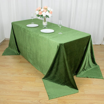 Create an Enchanting Atmosphere with the Olive Green Seamless Premium Velvet Rectangle Tablecloth