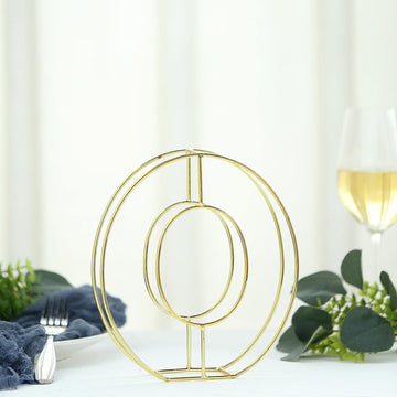 Gold Freestanding 3D Decorative Metal Wire "0" Numbers, Wedding Table Numbers 8" Tall