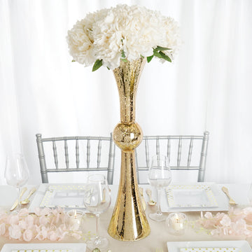 Elegant Gold Mercury Reversible Latour Trumpet Glass Vases