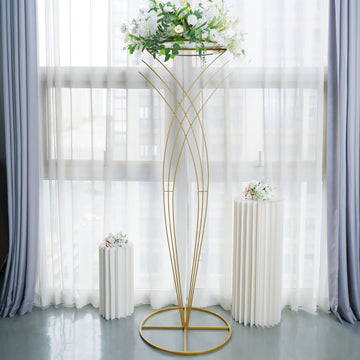 Add Magic to Your Event with the Gold Metal Mermaid Tail Floor Standing Flower Frame Pedestal