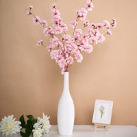 2 Branches Pink Artificial Silk Carnation Flower Stems 42" Tall