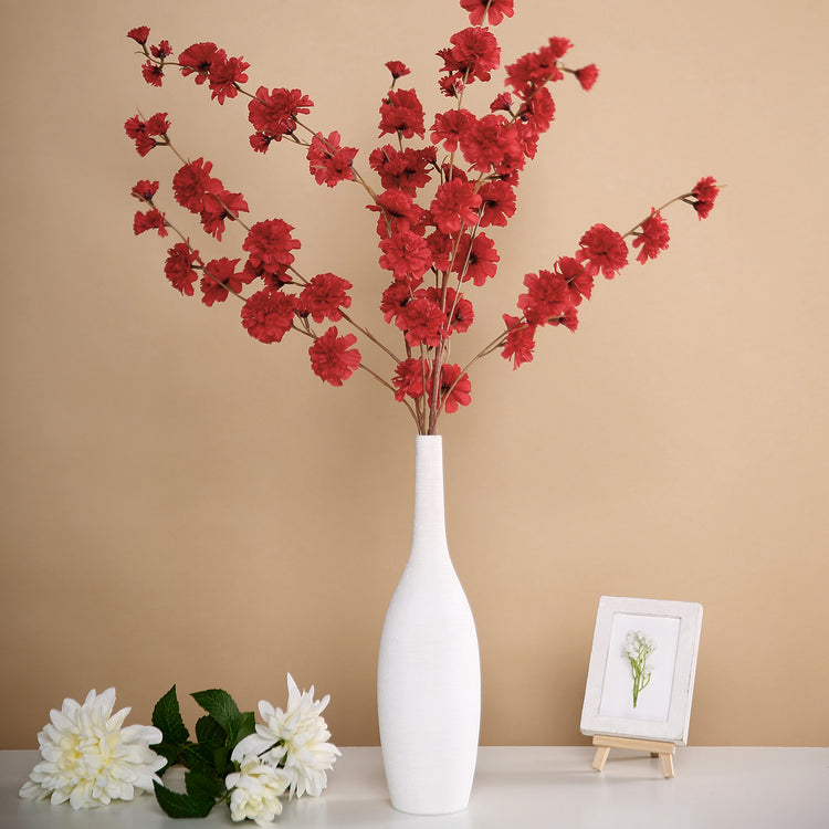 2 Branches 42 Inch Tall Red Artificial Carnation Flowers