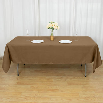 Taupe Seamless Polyester Rectangular Tablecloth 60"x102"