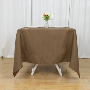 Elegant Taupe Seamless Polyester Square Tablecloth 70"x70"