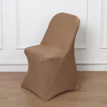 Taupe Spandex Stretch Fitted Folding Chair Cover - Add Elegance to Your Event