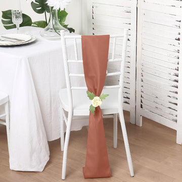 5 Pack Terracotta (Rust) Polyester Chair Sashes 6"x108"