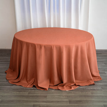 Terracotta (Rust) Seamless Polyester Round Tablecloth 132