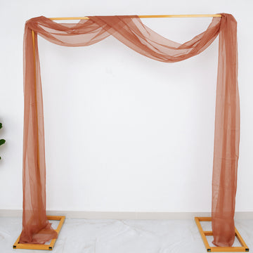 Terracotta (Rust) Sheer Organza Wedding Arch Drapery Fabric, Window Scarf Valance 18ft