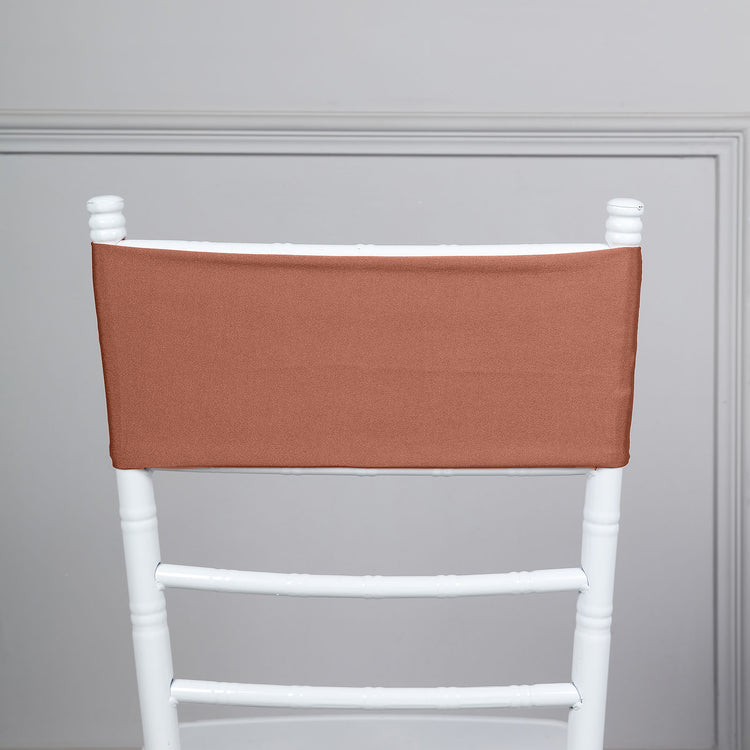 5 Pack Terracotta (Rust) Spandex Stretch Chair Sashes Bands Heavy Duty with Two Ply Spandex 5x12inch