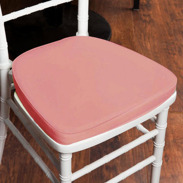 Dusty Rose Chiavari Chair Pad, Memory Foam Seat Cushion With Ties and Removable Cover 1.5" Thick