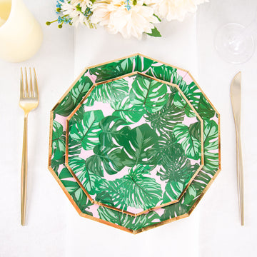 Chic Pink/Green Geometric Party Plates for Any Occasion