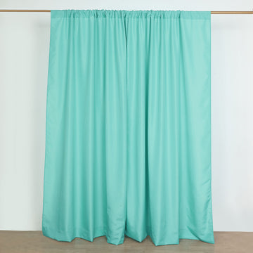 2 Pack Turquoise Polyester Divider Backdrop Curtains With Rod Pockets, Event Drapery Panels 130GSM - 10ftx8ft