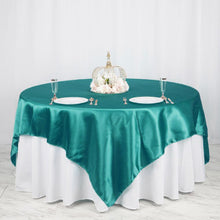 90 Inch x 90 Inch Turquoise Seamless Satin Square Tablecloth Overlay