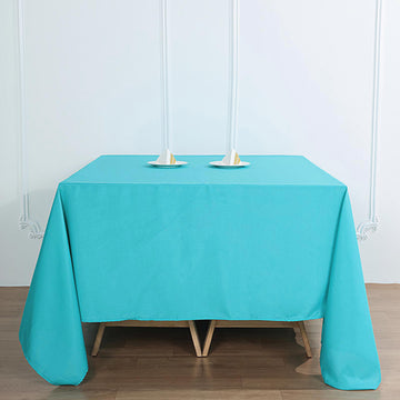 Turquoise Seamless Square Polyester Tablecloth 90"x90"