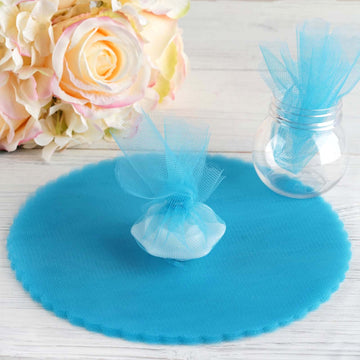 Turquoise Sheer Nylon Tulle Circles Favor Wrap for Stunning Party Decor