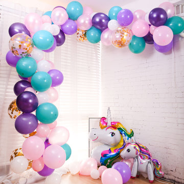 108 Pack Turquoise, Purple and Pink Unicorn DIY Balloon Garland Arch Kit