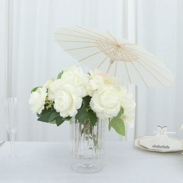 Elegant White Parasol Paper/Bamboo Umbrellas for Stunning Event Decor