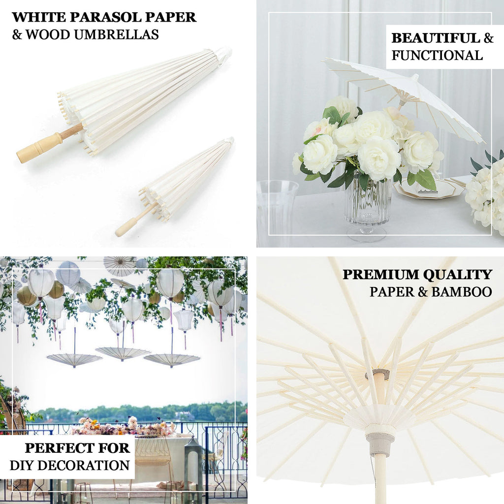 Efavormart 4 Pack  White 16 Parasol Paper/Bamboo Umbrellas Wedding Party  Favors, Table Decorations, Centerpieces, Bridal Shower Supplies, Photo  Props 